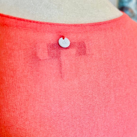 Calvin Klein Sheer Ombré Dip Dye Coral Pink & White Flowy Layered Tunic Tank Top - Picture 8 of 8